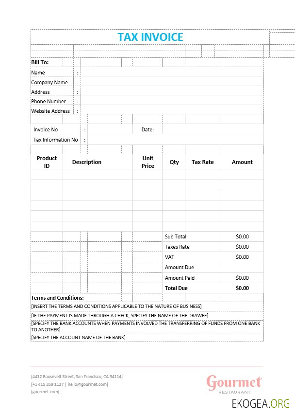 Exemple de modèle de facture fiscale